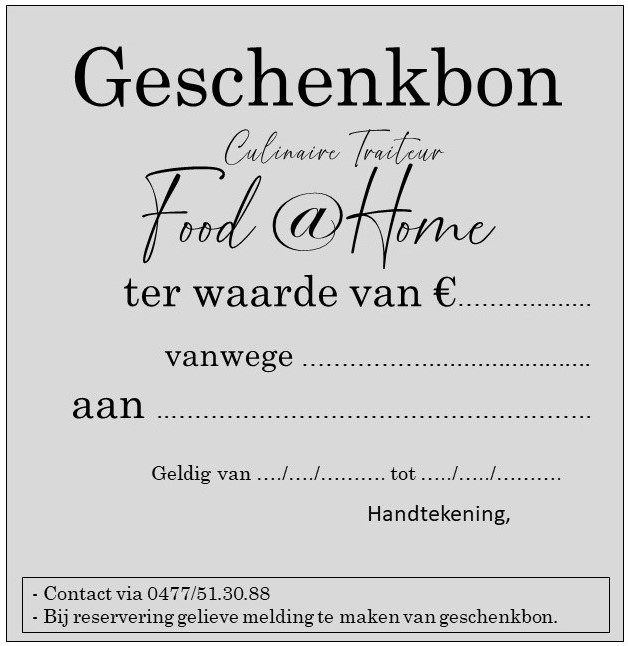 Voorbeeld van een geschenkbon van Food@Home — foto 2 van 4