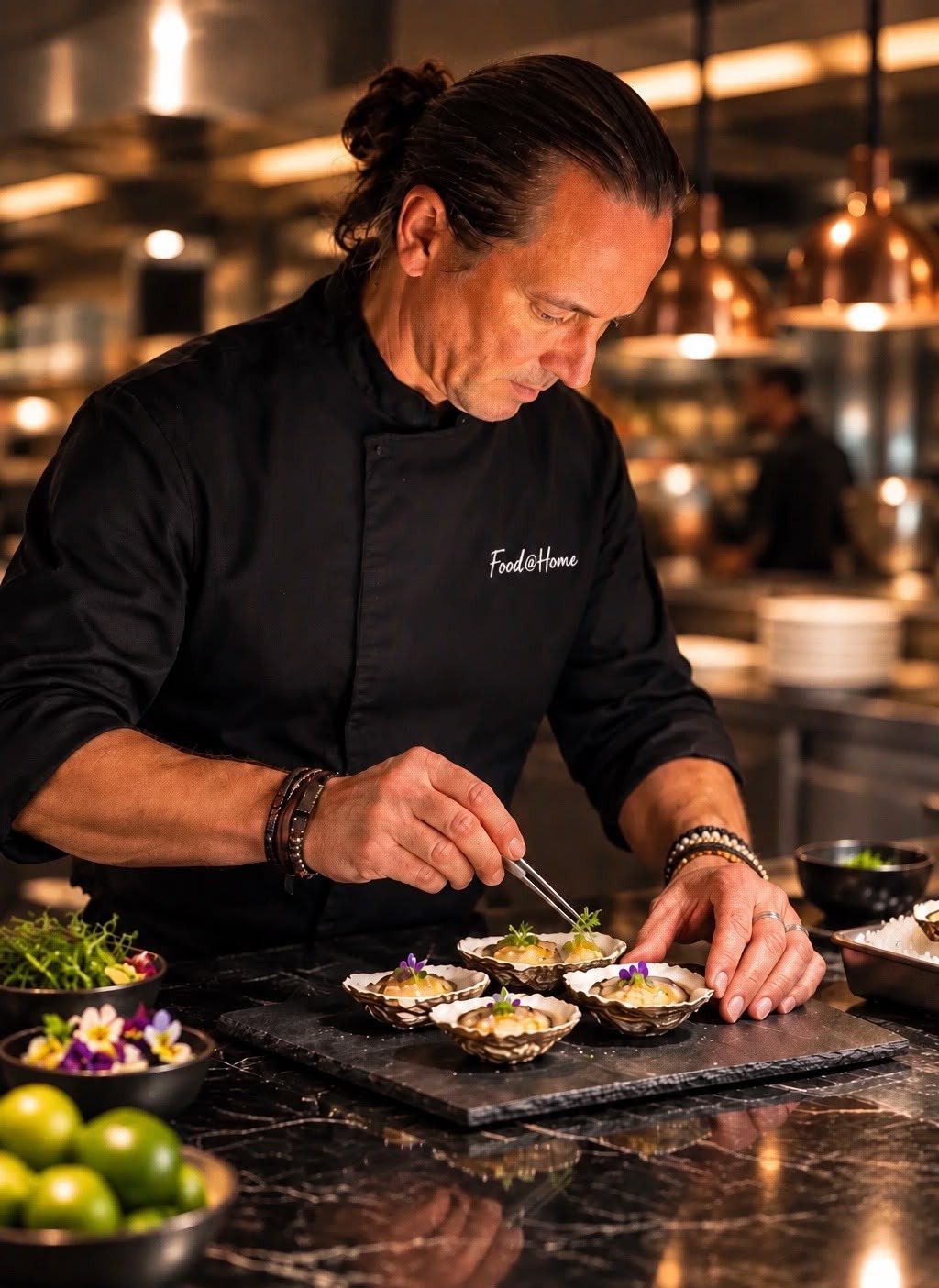 Henk Janssens dresseert oesters in de keuken